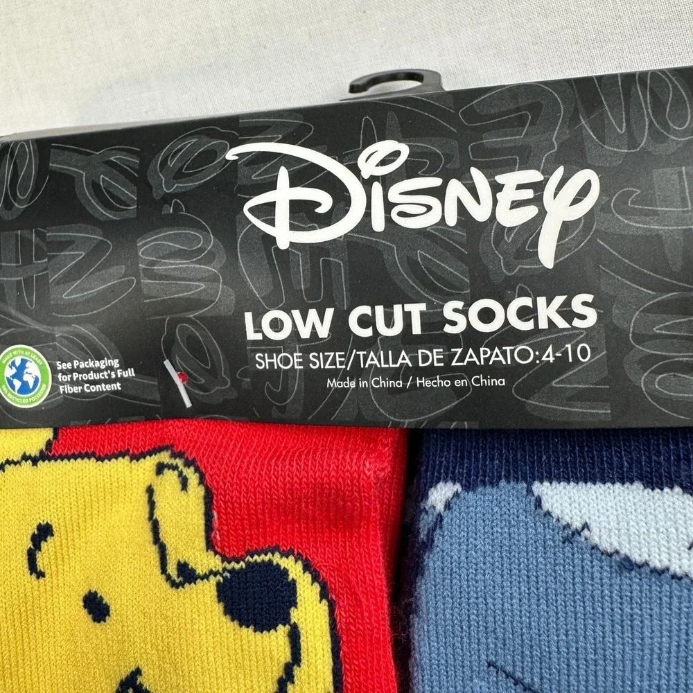 Disney 10 Pair Low Cut Socks Winnie The Pooh  Kids 4-10 Pack